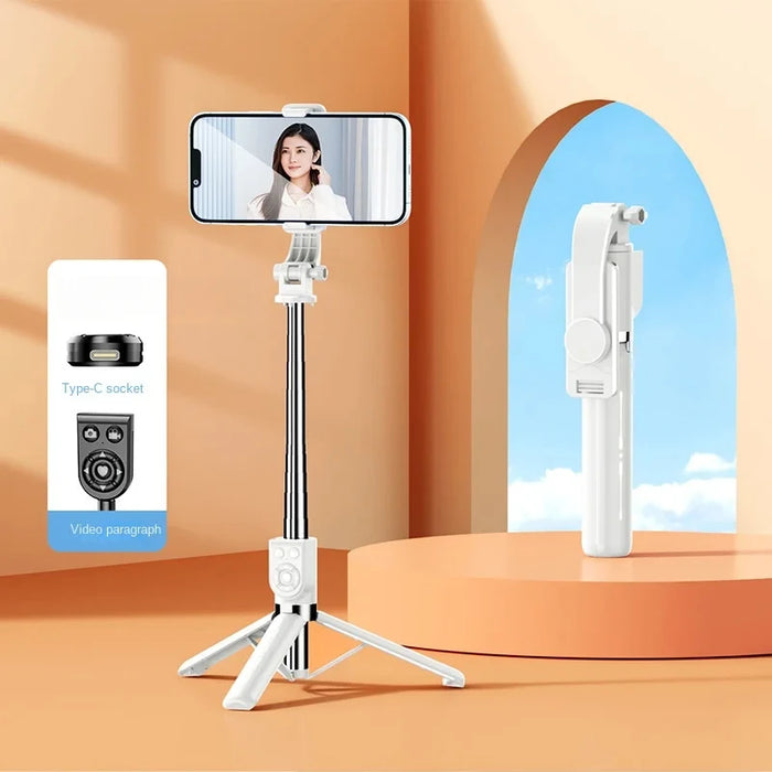 1M Selfie Stick Tripod with LED Light and Bluetooth Remote for iPhone/Android