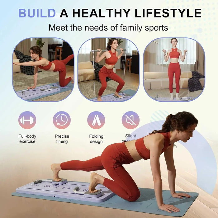 Pilates Ab Workout Board with Resistance Bands for Home Fitness