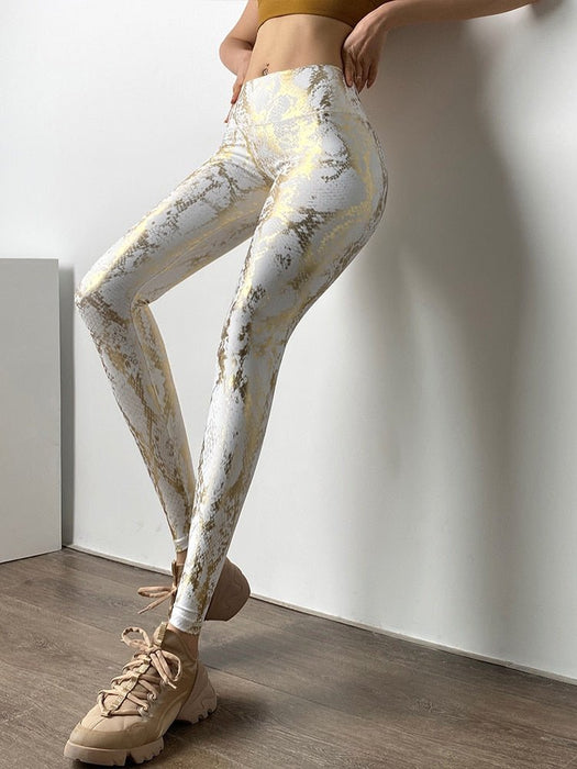 Metallic Print Gym Leggings - Flamin' Fitness